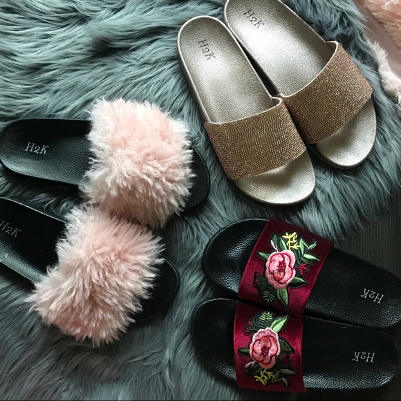 NWB π BLUSH SHEARLING SLIDES | VEGAN - Picture 6 of 8